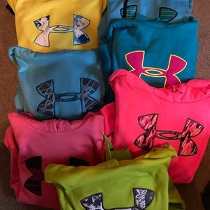 Under armour sweatshirts- multiple colors, mostly S, message for which one